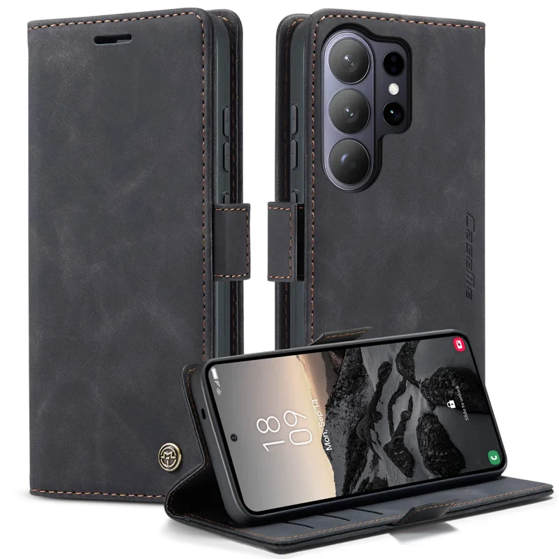[With Card Slot] Samsung Galaxy S26/Plus/Ultra - PU Leather Flip Wallet Series Shockproof Phone Case