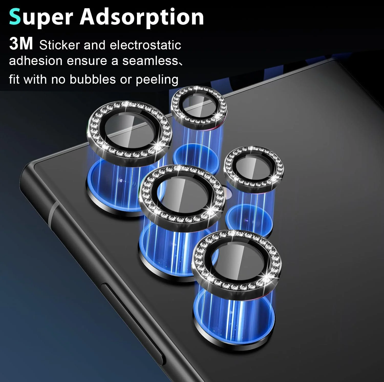 Samsung Galaxy S4/Plus/Ultra - Diamond-inlaid Metal Rear Camera Protector Film - Image 10
