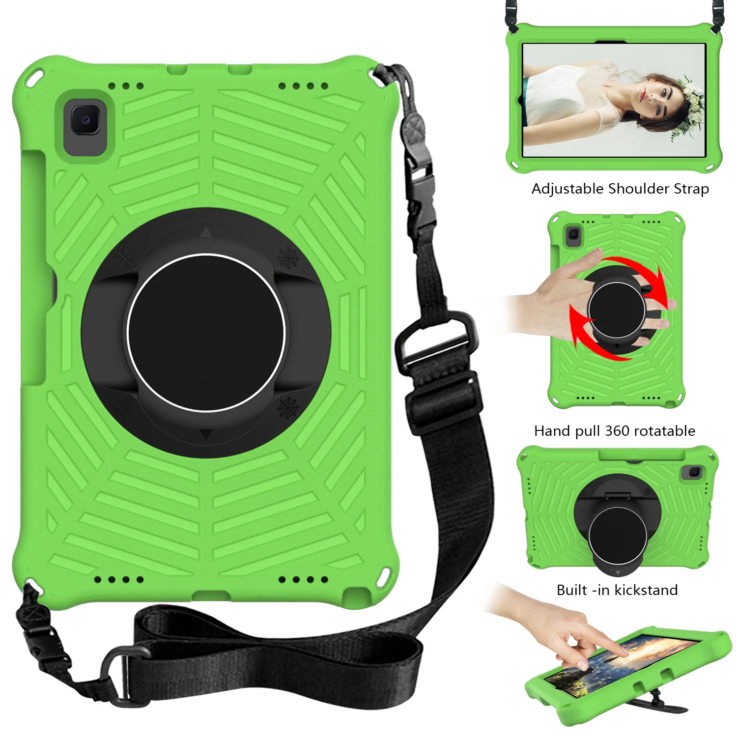Samsung Galaxy Tab S5e 10.5" (T720/T725Y) - Heavy Duty 360 Degree Rotate Stand Hand Strap Case With Shoulder Strap - Image 4