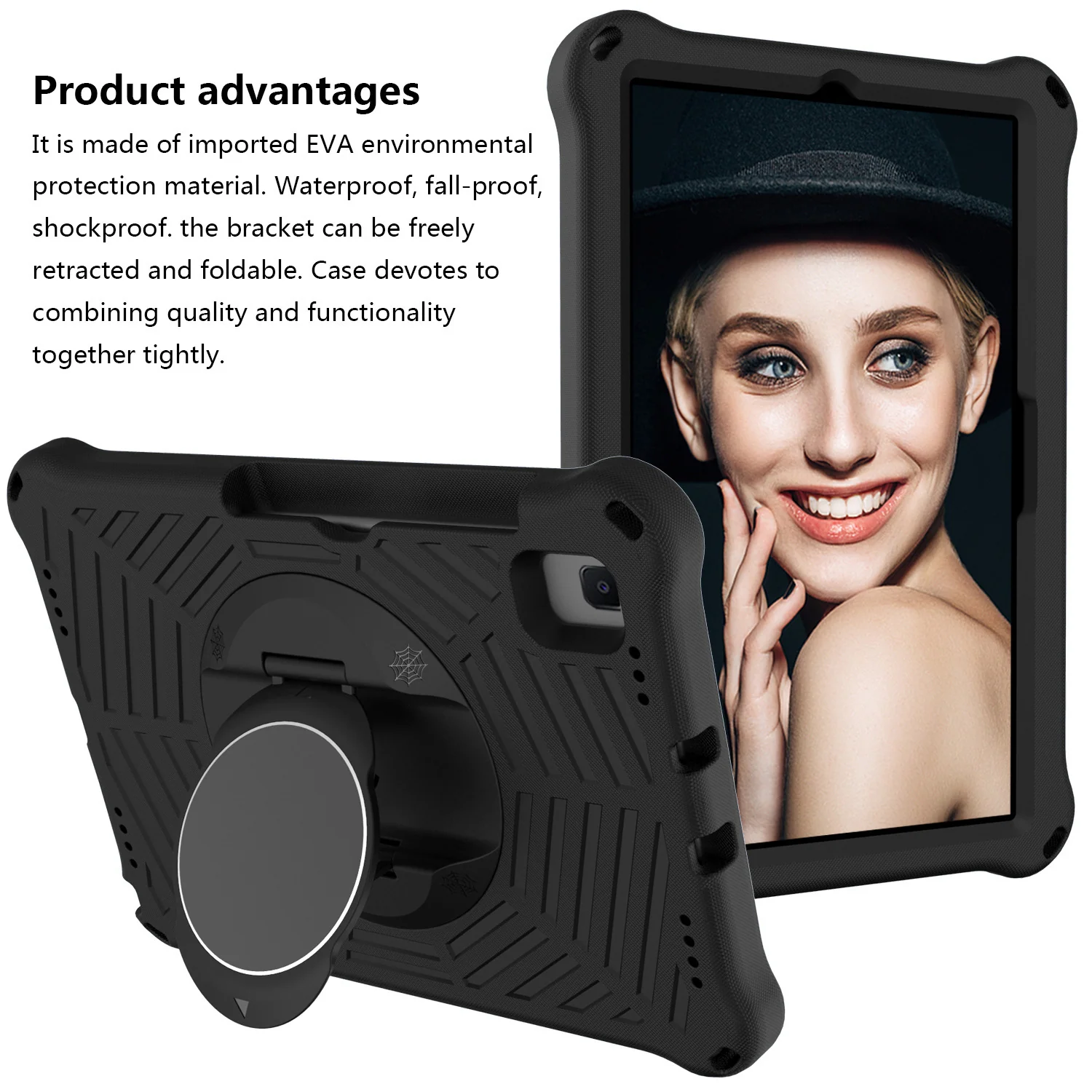 Samsung Galaxy Tab S5e 10.5" (T720/T725Y) - Heavy Duty 360 Degree Rotate Stand Hand Strap Case With Shoulder Strap - Image 9