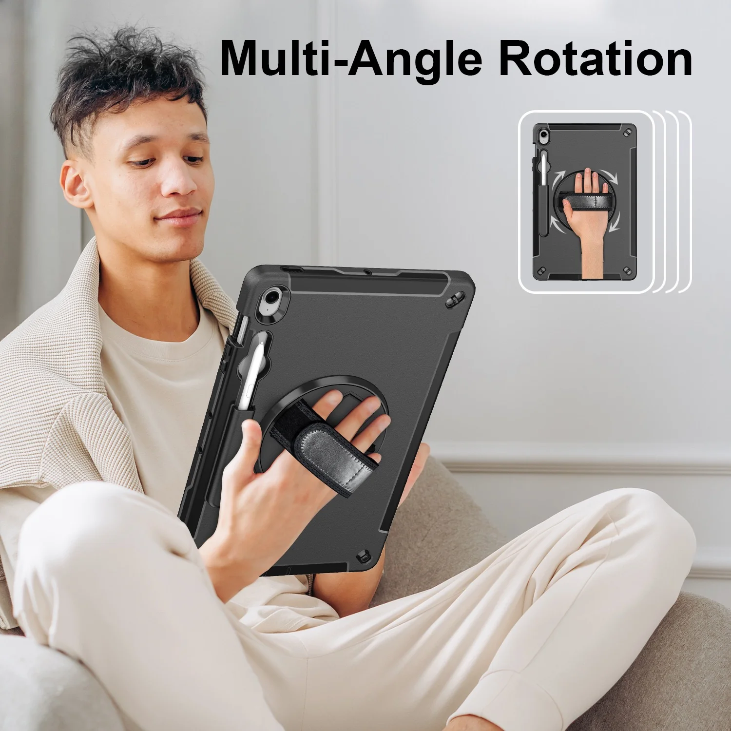 Samsung Galaxy Tab S10 FE Plus (2025) 13.1" - 360° Rotatable Heavy Duty Protective Case With Strap - Image 10