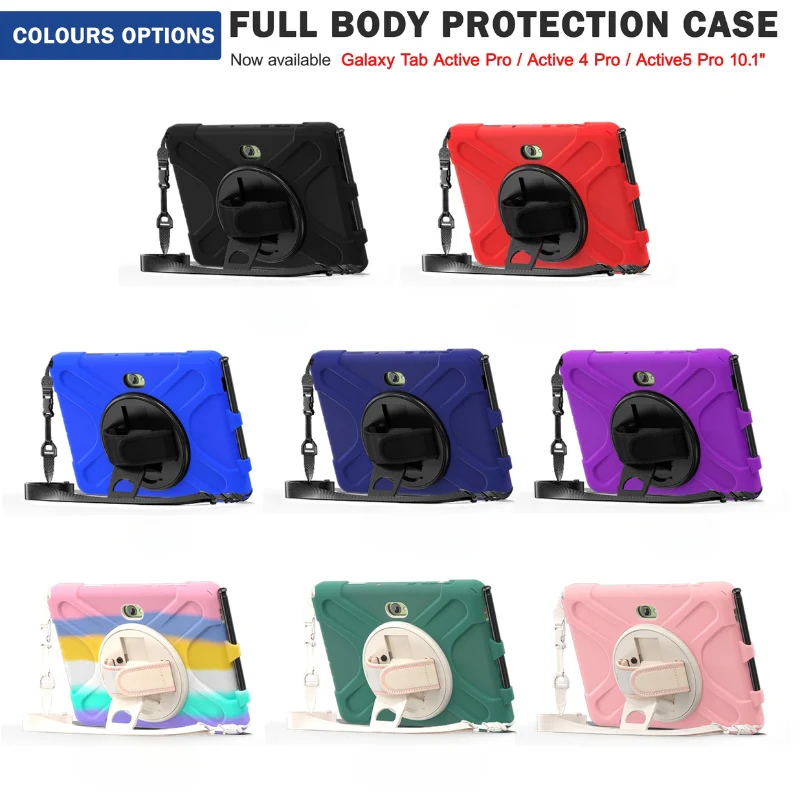 Samsung Galaxy Tab Active Pro / Active 4 Pro / Active 5 Pro Series - Heavy Duty 360 Degree Rotate Stand Hand Strap Case With Shoulder Strap - Image 4
