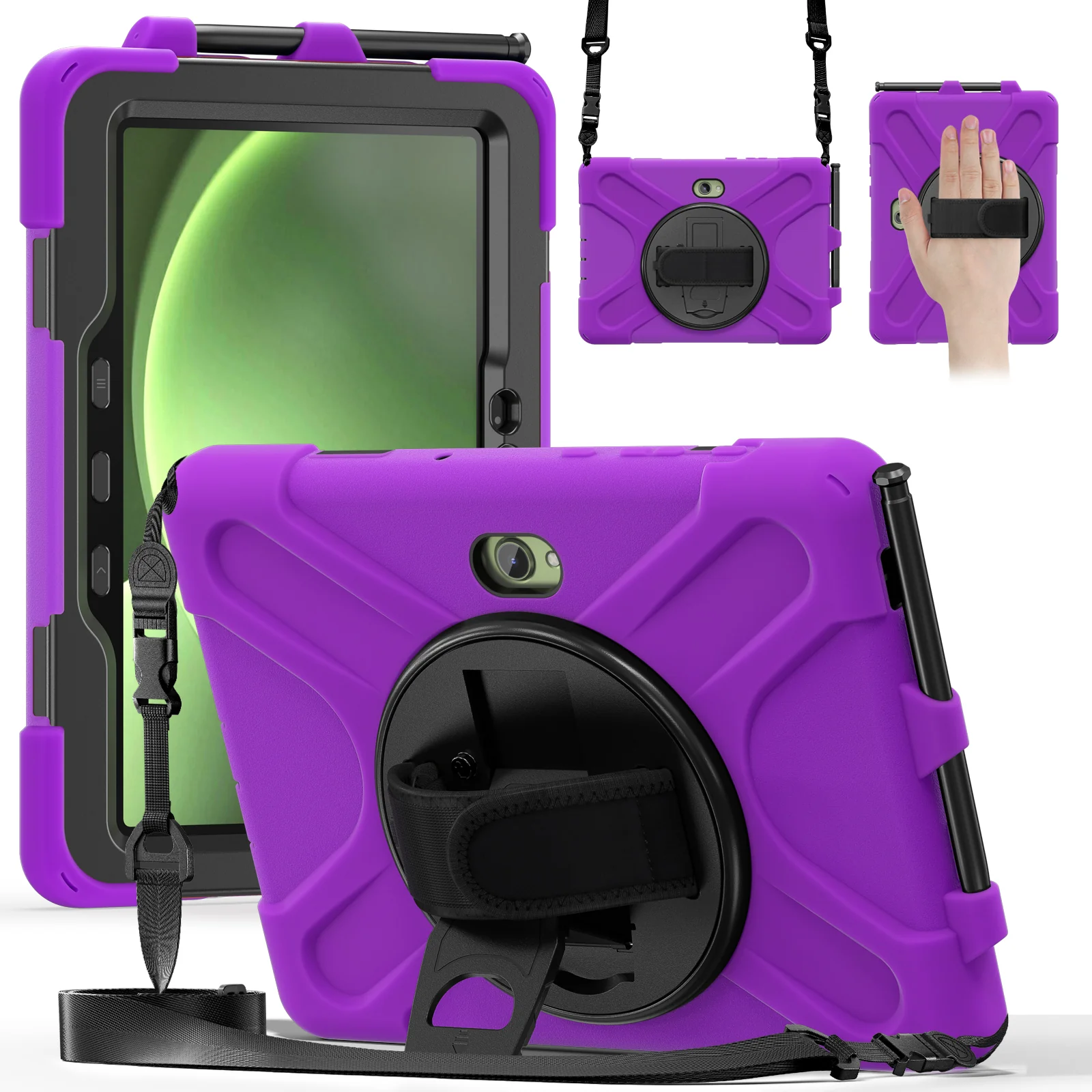 Samsung Galaxy Tab Active Pro / Active 4 Pro / Active 5 Pro Series - Heavy Duty 360 Degree Rotate Stand Hand Strap Case With Shoulder Strap - Image 6