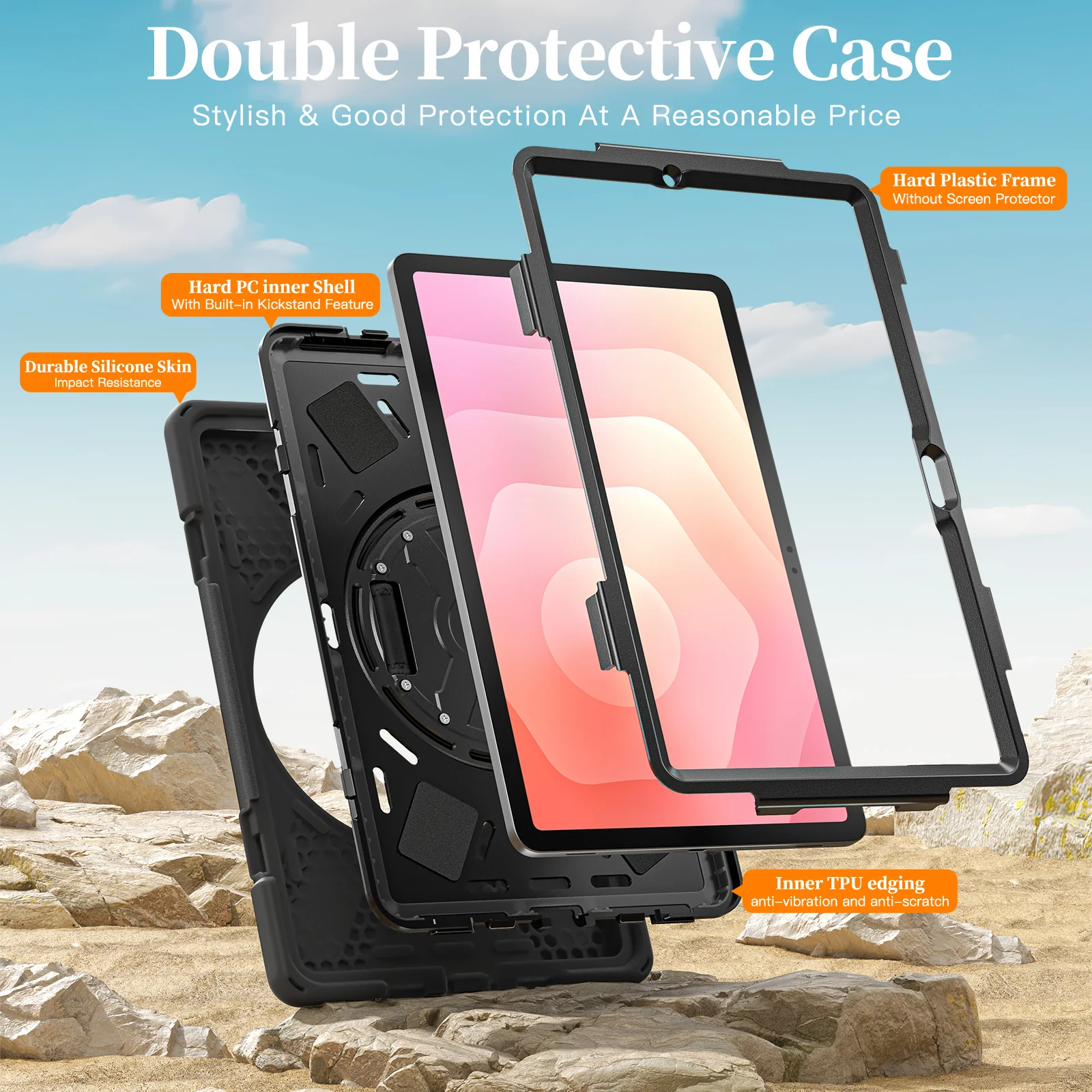 Samsung Galaxy Tab S11 (2025) 11" - Heavy Duty 360 Degree Rotate Stand Hand Strap Case With Shoulder Strap - Image 14