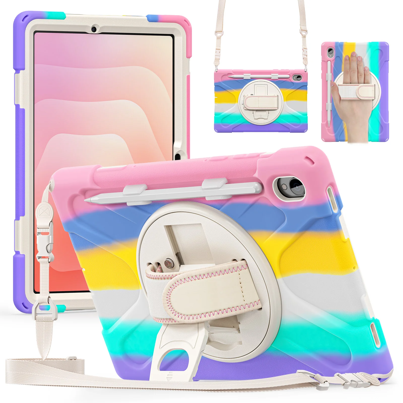 Samsung Galaxy Tab S11 (2025) 11" - Heavy Duty 360 Degree Rotate Stand Hand Strap Case With Shoulder Strap - Image 2