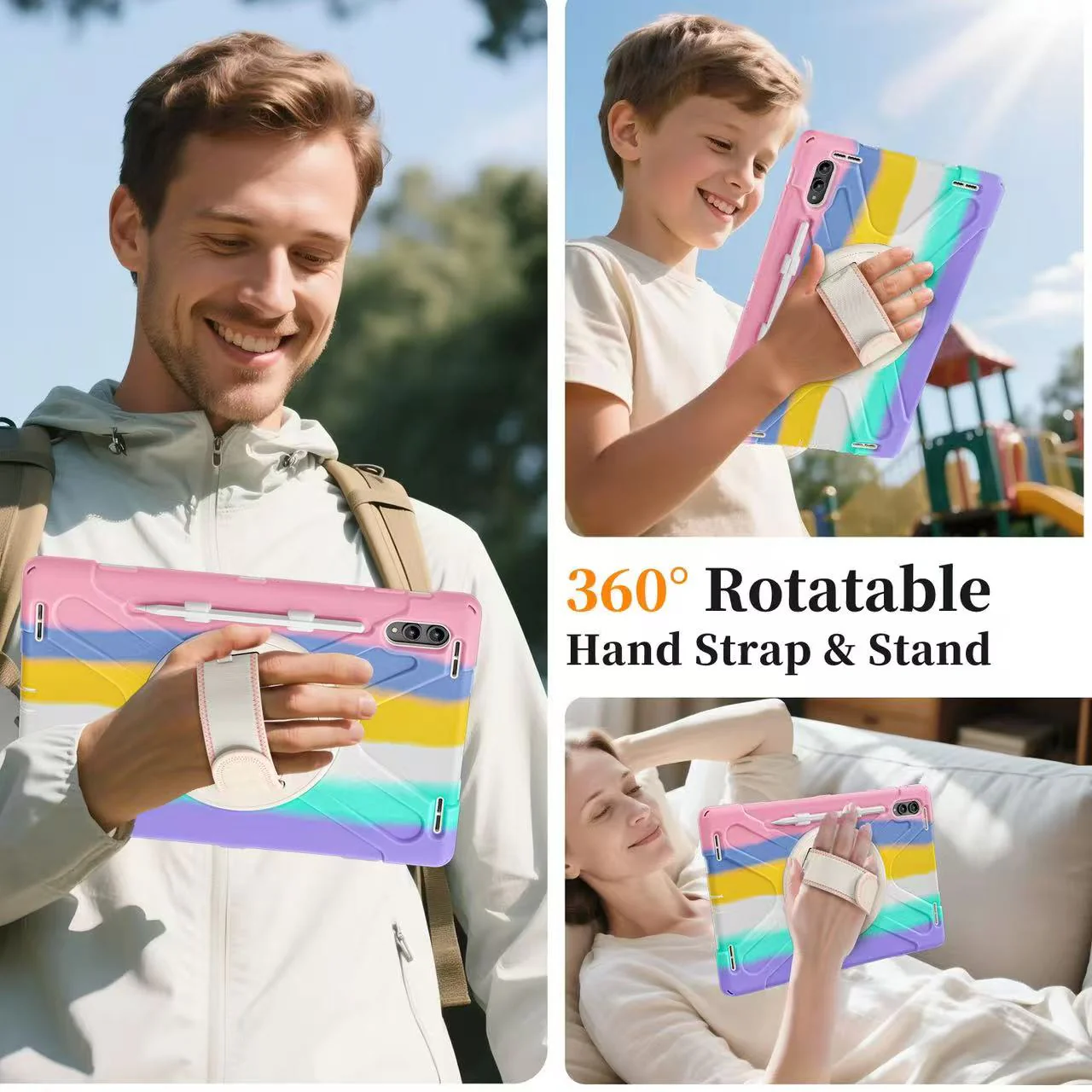 Samsung Galaxy Tab S11 Ultra (2025) 14.6" - Heavy Duty 360 Degree Rotate Stand Hand Strap Case With Shoulder Strap - Image 12