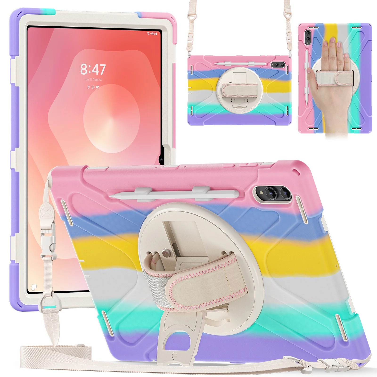 Samsung Galaxy Tab S11 Ultra (2025) 14.6" - Heavy Duty 360 Degree Rotate Stand Hand Strap Case With Shoulder Strap - Image 13