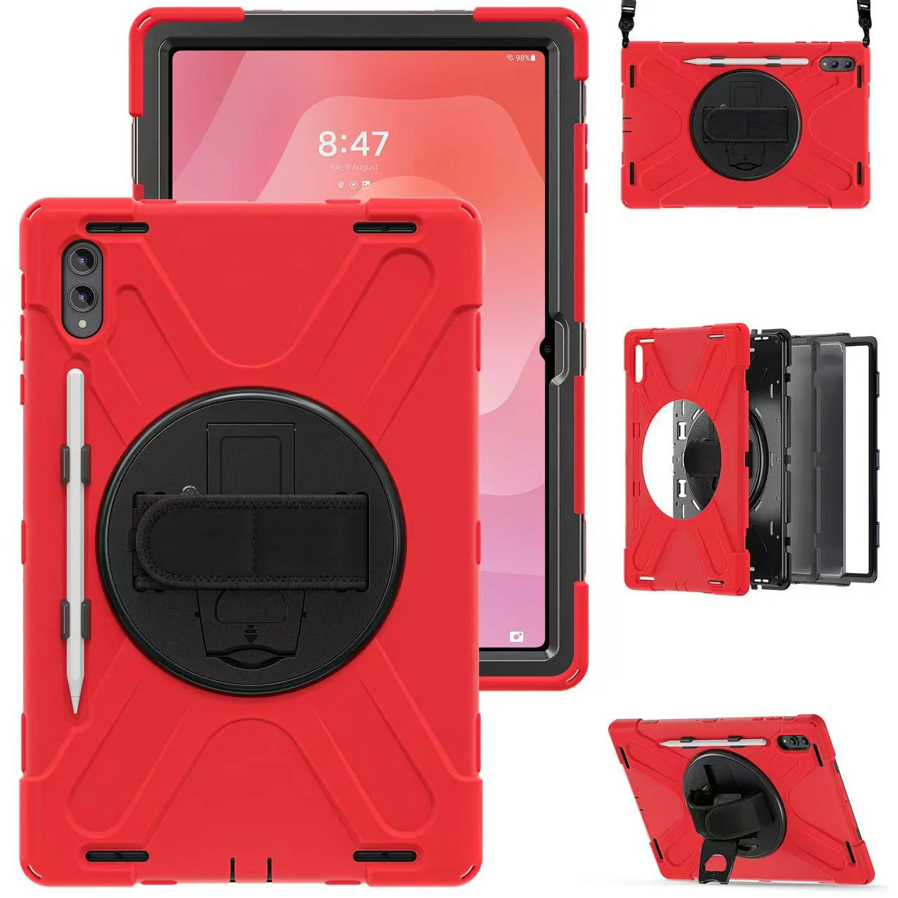 Samsung Galaxy Tab S11 Ultra (2025) 14.6" - Heavy Duty 360 Degree Rotate Stand Hand Strap Case With Shoulder Strap - Image 2