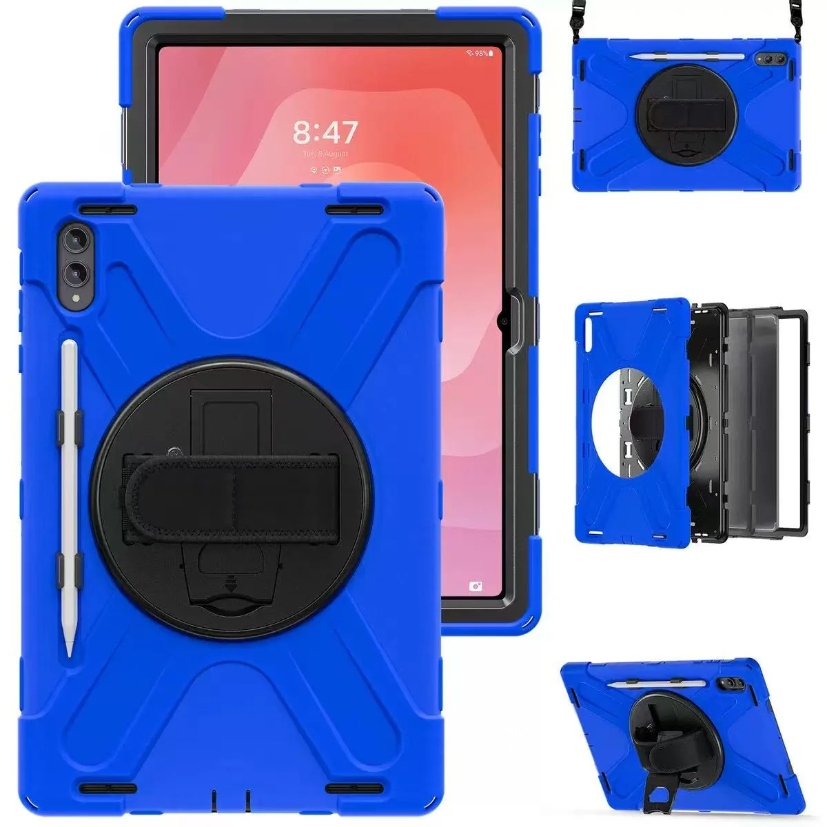 Samsung Galaxy Tab S11 Ultra (2025) 14.6" - Heavy Duty 360 Degree Rotate Stand Hand Strap Case With Shoulder Strap - Image 3