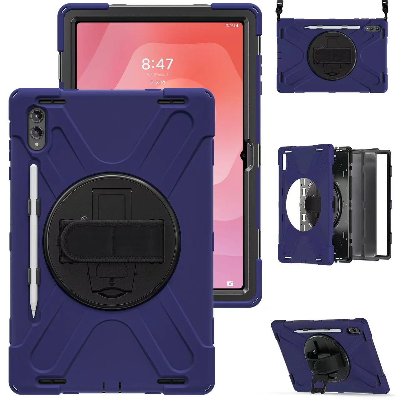 Samsung Galaxy Tab S11 Ultra (2025) 14.6" - Heavy Duty 360 Degree Rotate Stand Hand Strap Case With Shoulder Strap - Image 4