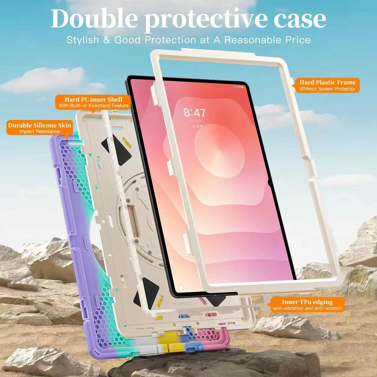 Samsung Galaxy Tab S11 Ultra (2025) 14.6" - Heavy Duty 360 Degree Rotate Stand Hand Strap Case With Shoulder Strap - Image 6