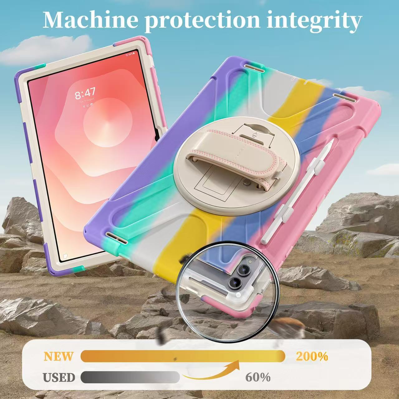 Samsung Galaxy Tab S11 Ultra (2025) 14.6" - Heavy Duty 360 Degree Rotate Stand Hand Strap Case With Shoulder Strap - Image 7