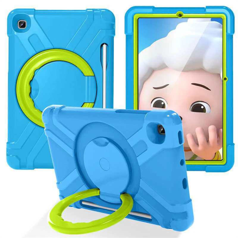 Samsung Galaxy Tab S6 Lite 10.4" 2024 (P620/P625) - Heavy Duty Silicone Shockproof Handle Magic Ring 360 Rotating Stand Holder