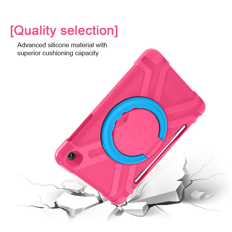 Samsung Galaxy Tab S6 Lite 10.4" 2024 (P620/P625) - Heavy Duty Silicone Shockproof Handle Magic Ring 360 Rotating Stand Holder - Image 12