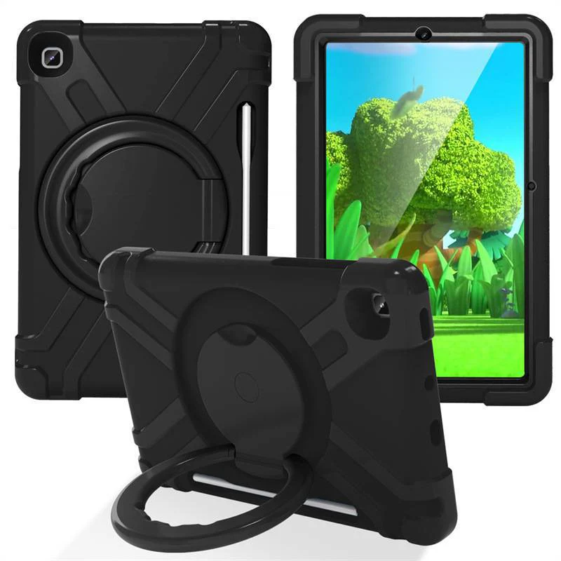 Samsung Galaxy Tab S6 Lite 10.4" 2024 (P620/P625) - Heavy Duty Silicone Shockproof Handle Magic Ring 360 Rotating Stand Holder - Image 4