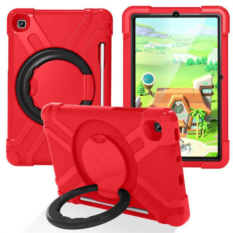 Samsung Galaxy Tab S6 Lite 10.4" 2024 (P620/P625) - Heavy Duty Silicone Shockproof Handle Magic Ring 360 Rotating Stand Holder - Image 5