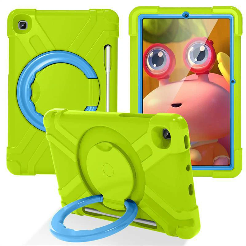 Samsung Galaxy Tab S6 Lite 10.4" 2024 (P620/P625) - Heavy Duty Silicone Shockproof Handle Magic Ring 360 Rotating Stand Holder - Image 6