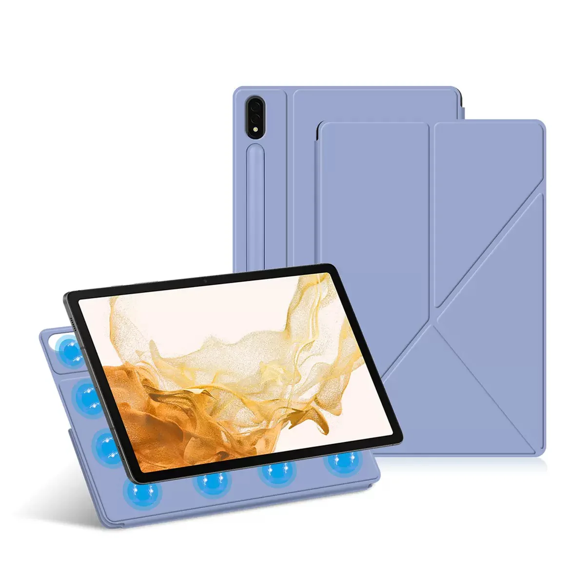 Samsung Galaxy Tab S7 Plus/S7 FE/S8 Plus 12.4" - Magnetic Detachable Multi-Angle Stand Cover Case