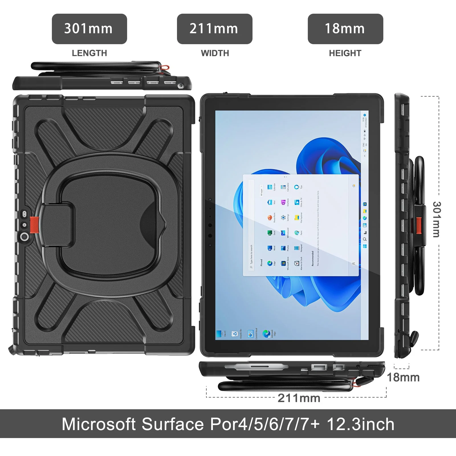 Samsung Galaxy Tab S8 Ultra (SM-X900 / SM-X906) 14.6" - 360 Degree Rotate Shockproof Heavy Duty Tough Stand Case Cover With Pen Holder - Image 8