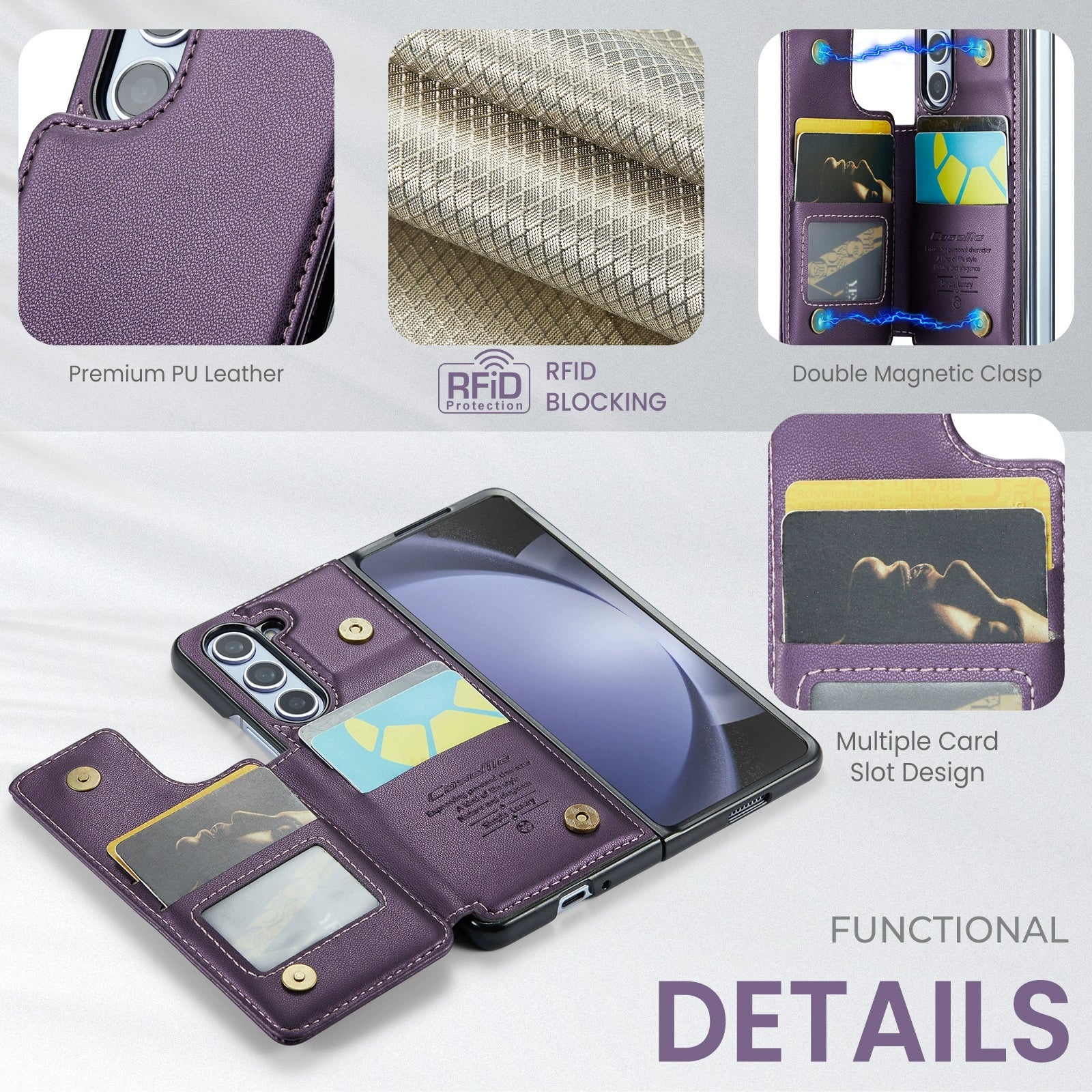 Samsung Galaxy Z Fold 6 (SM-F956) Premium Leather Flip Shockproof Wallet Series Case - Image 12