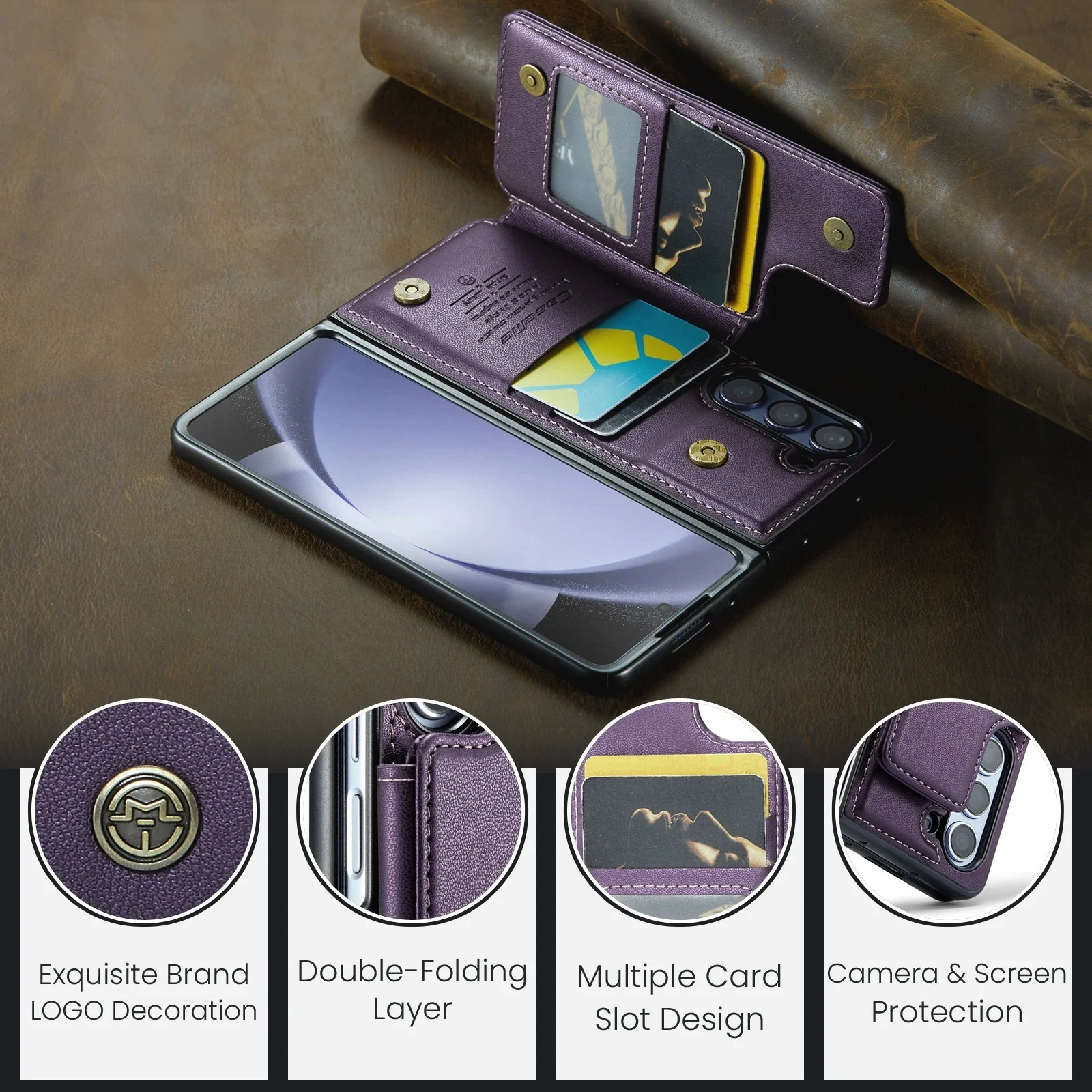 Samsung Galaxy Z Fold 6 (SM-F956) Premium Leather Flip Shockproof Wallet Series Case - Image 13