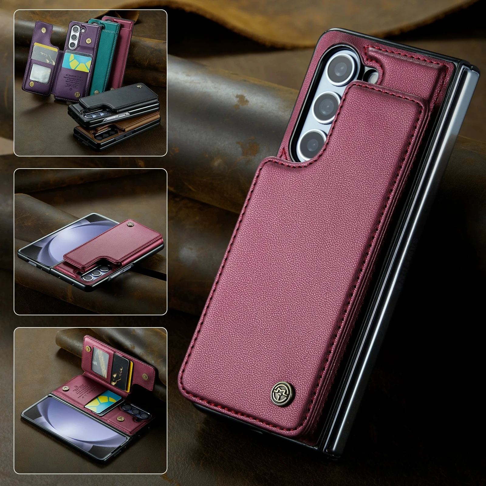 Samsung Galaxy Z Fold 6 (SM-F956) Premium Leather Flip Shockproof Wallet Series Case - Image 3