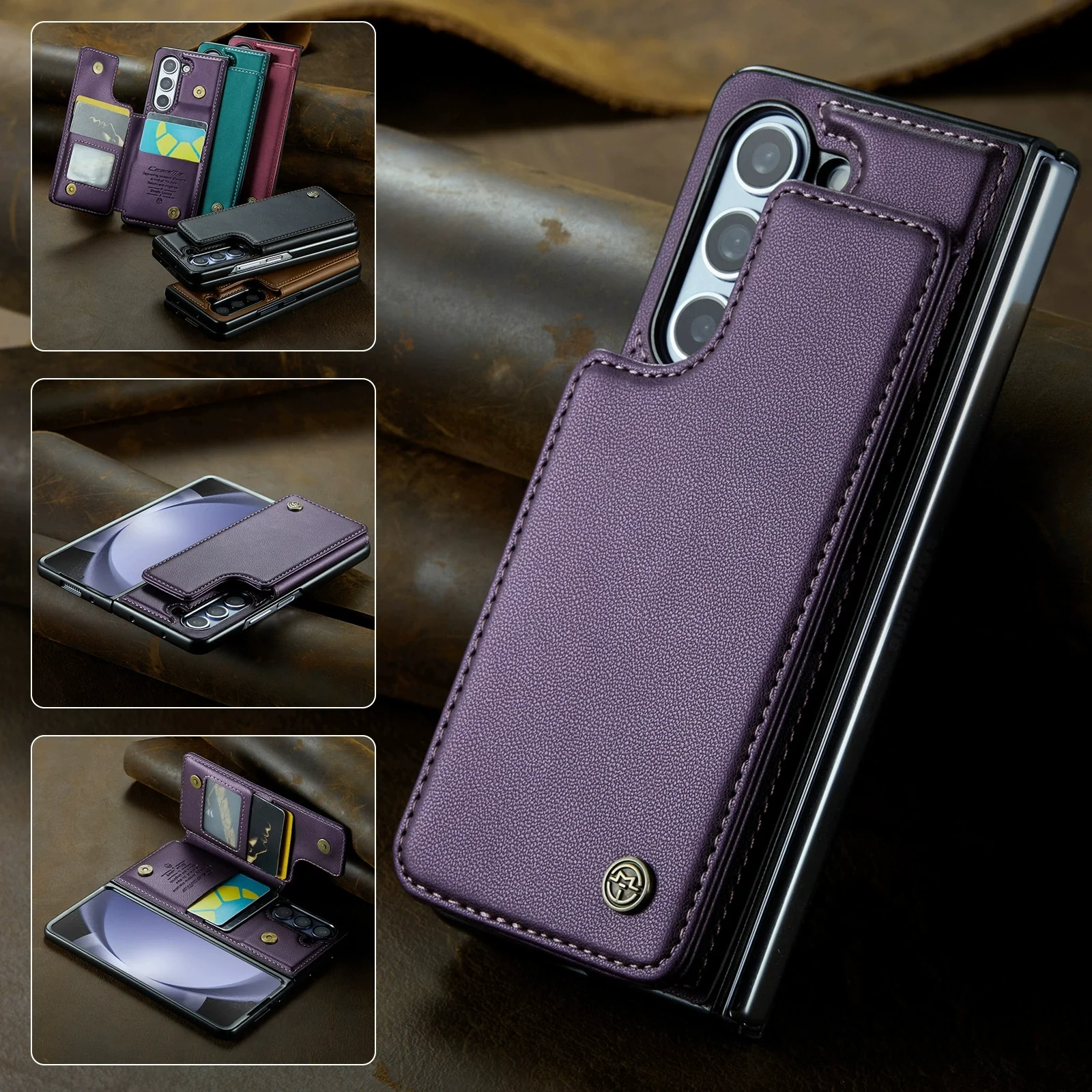 Samsung Galaxy Z Fold 6 (SM-F956) Premium Leather Flip Shockproof Wallet Series Case - Image 4