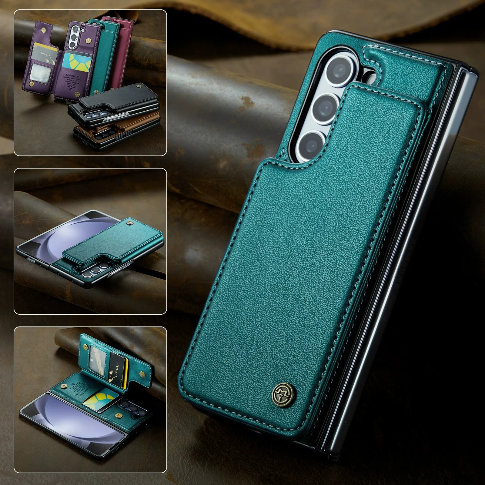 Samsung Galaxy Z Fold 6 (SM-F956) Premium Leather Flip Shockproof Wallet Series Case - Image 5
