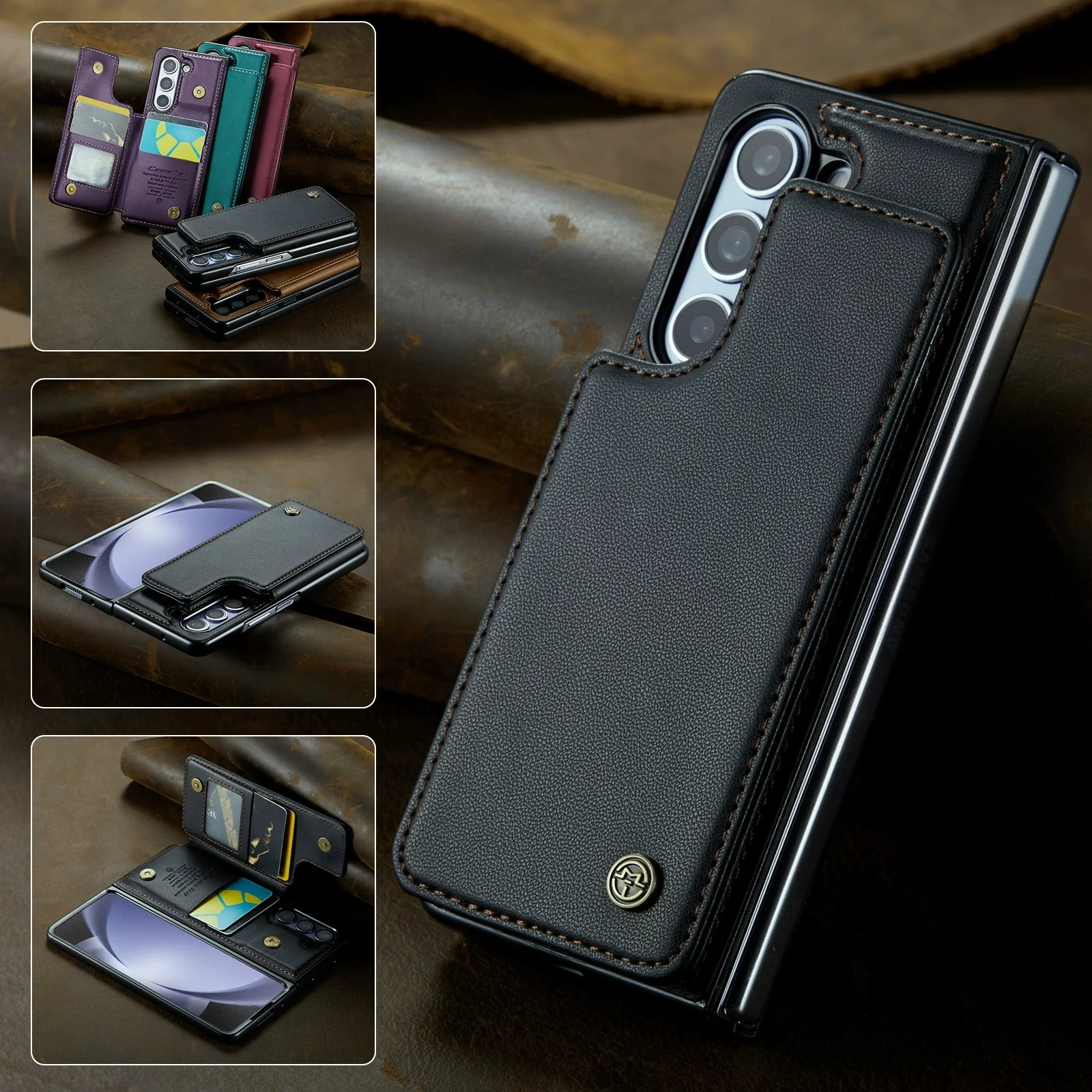 Samsung Galaxy Z Fold 6 (SM-F956) Premium Leather Flip Shockproof Wallet Series Case - Image 6