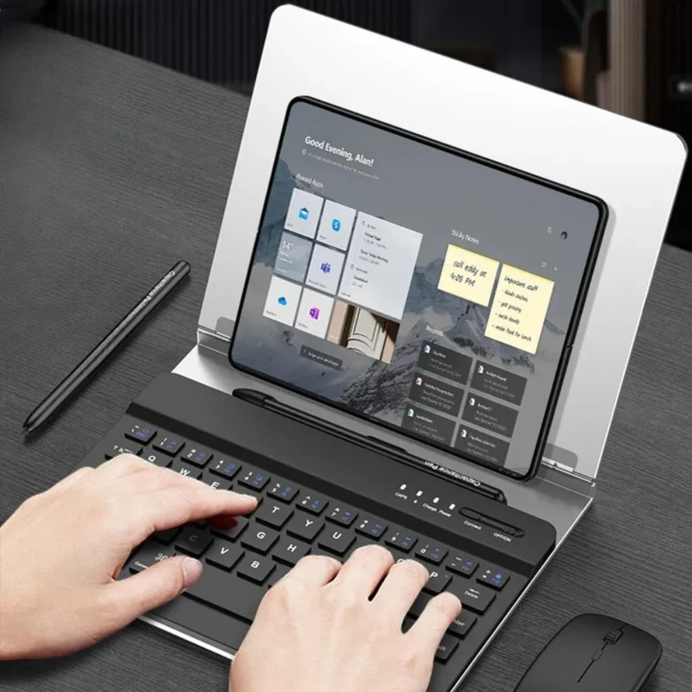 Samsung Galaxy Z Fold5 / 6 - Bluetooth Wireless Keyboard Holder With Mouse and Capacitive Pen - Image 3