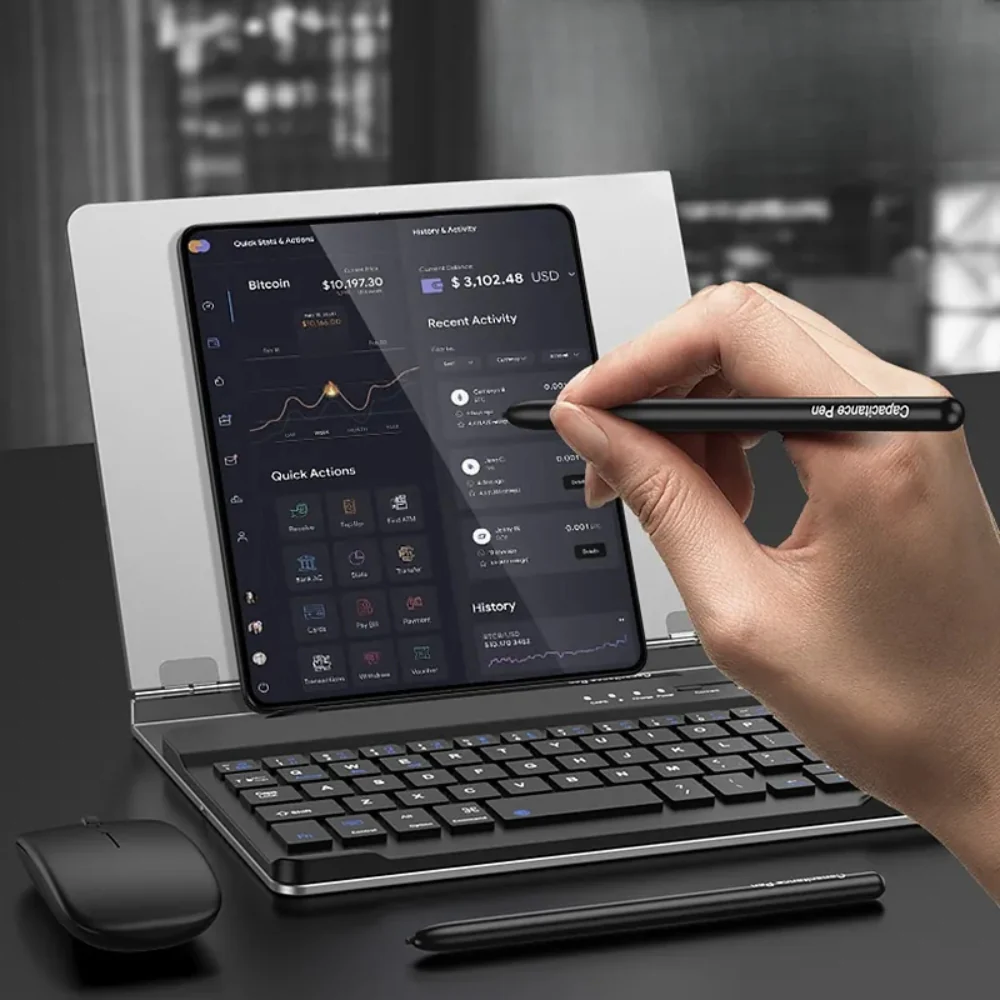 Samsung Galaxy Z Fold5 / 6 - Bluetooth Wireless Keyboard Holder With Mouse and Capacitive Pen - Image 4