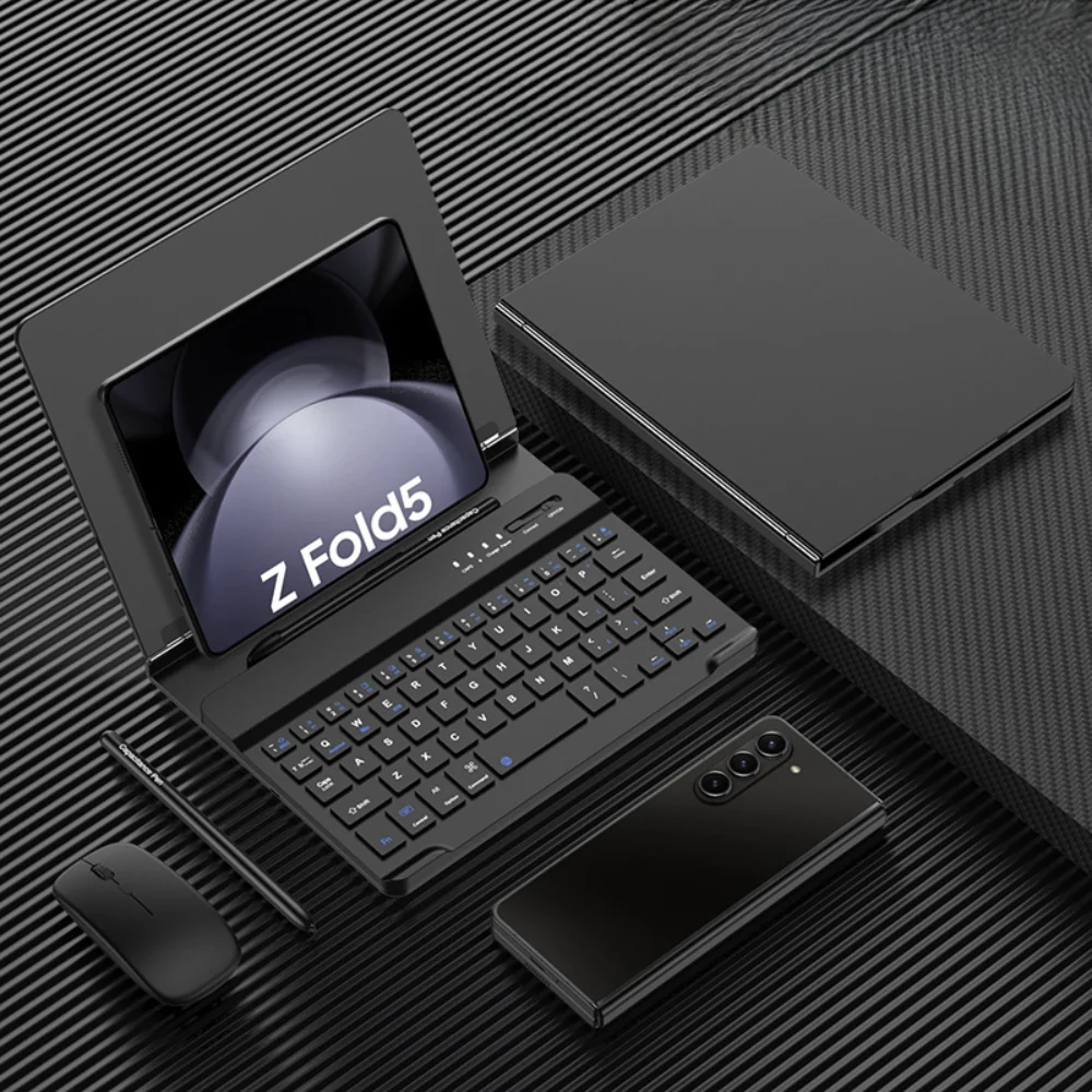 Samsung Galaxy Z Fold5 / 6 - Bluetooth Wireless Keyboard Holder With Mouse and Capacitive Pen - Image 7