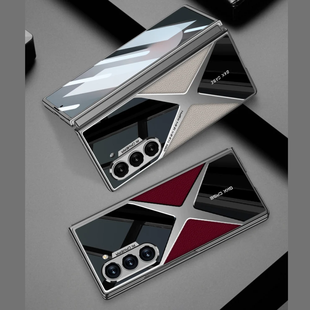 Samsung Galaxy Z Fold5 (SM-F946) - Electroplated Shell Film Integrated PU Leather Shockproof Case - Image 14