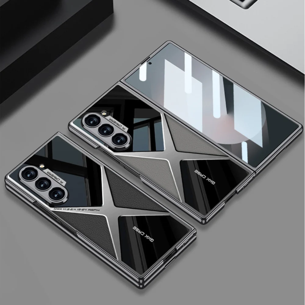 Samsung Galaxy Z Fold5 (SM-F946) - Electroplated Shell Film Integrated PU Leather Shockproof Case - Image 2
