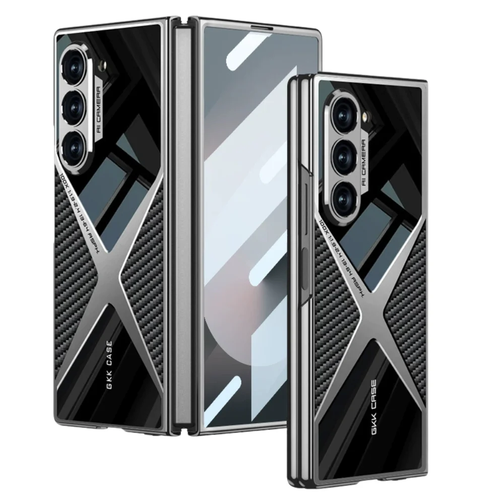 Samsung Galaxy Z Fold5 (SM-F946) - Electroplated Shell Film Integrated PU Leather Shockproof Case - Image 5