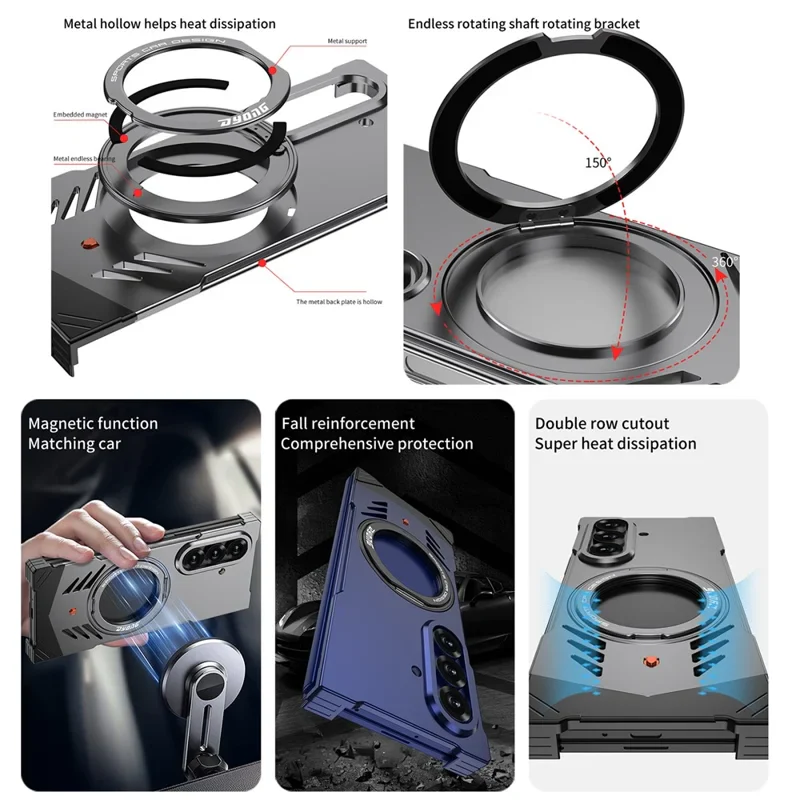 Samsung Galaxy Z Fold7 (SM-F966) - Borderless Aluminum Alloy Leather Snap Metal Case - Image 4
