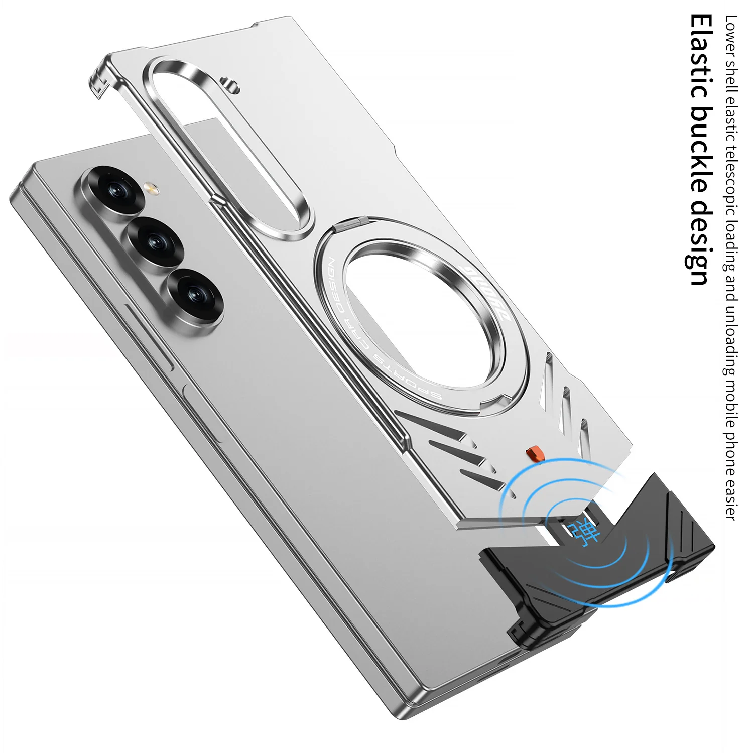 Samsung Galaxy Z Fold7 (SM-F966) - Borderless Aluminum Alloy Leather Snap Metal Case - Image 7