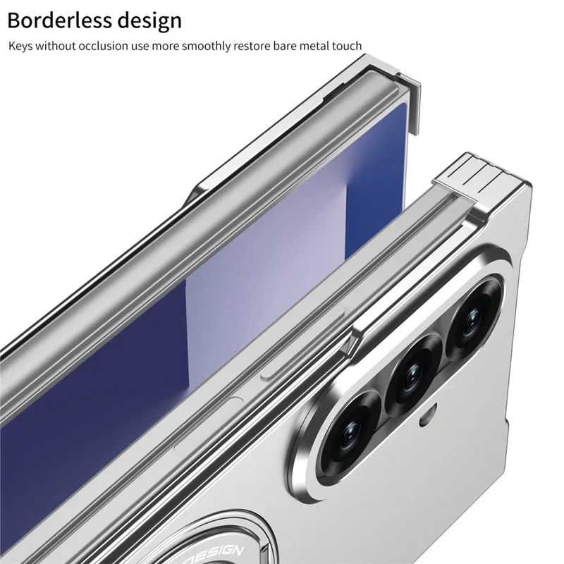 Samsung Galaxy Z Fold7 (SM-F966) - Borderless Aluminum Alloy Leather Snap Metal Case - Image 9
