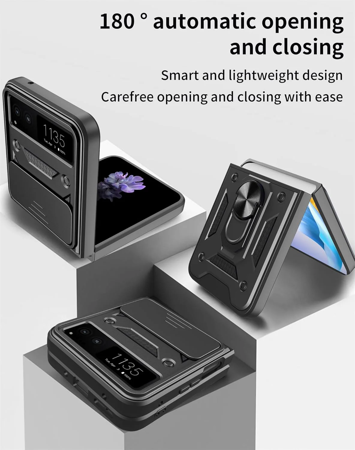 [Sliding Camera Cover][Built-in Stand] Motorola Moto Razr 40/Razr 2023 - Military Grade Hard PC Rugged Heavy Duty Case - Image 3
