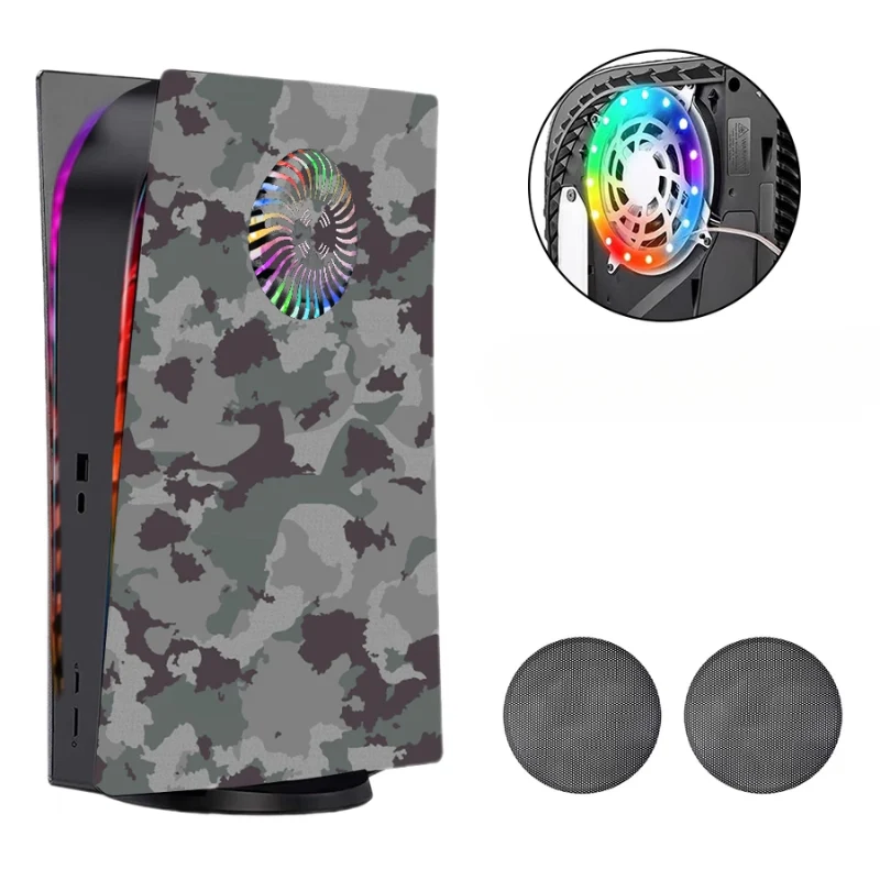 Sony PlayStation 5 PS5 Camo Matte Console Shell Cover with Venting Holes, Dust Filter & RGB Light Strip – Easy Installation - Image 2