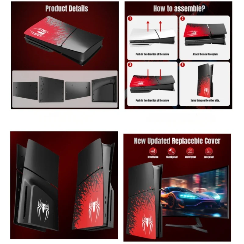 Sony PlayStation PS5 Slim Spider-Man Design Console Protective Cover – Quick & Simple Install - Image 3
