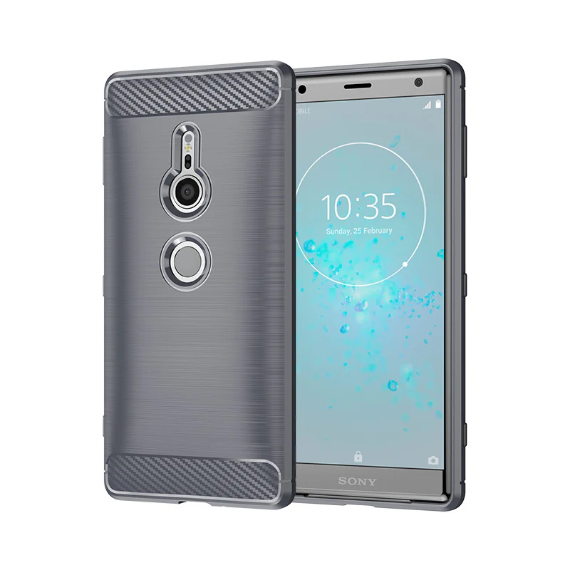 Sony Xperia XZ2 Compact - Brushed Carbon Fiber TPU Heavy Duty Series Case - Image 5