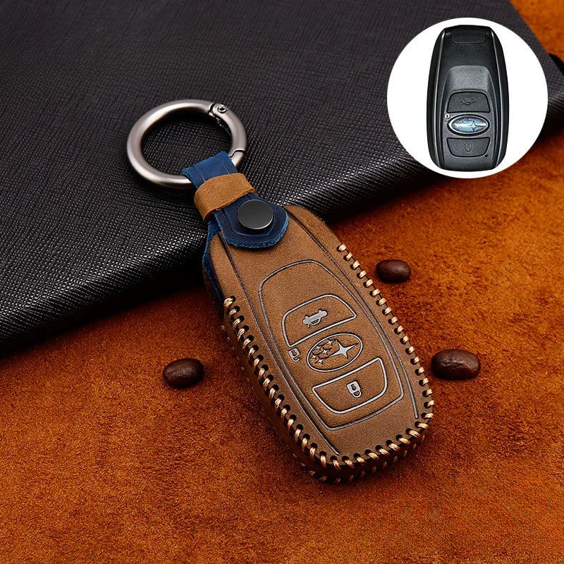 Subaru Cowhide Leather Car Key Fob Protective Cover Case For Outback, Ascent, Forester, Crosstrek, Legacy, Impreza, WRX - Image 3