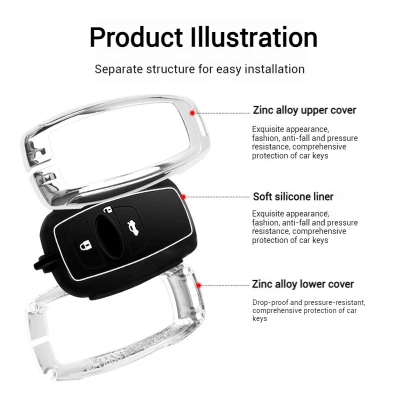 Subaru Metal Shell & Soft Silicone Full Protection Remote Car Key Fob Case Cover For Outback, Forester, Impreza, WRX, XV, Crosstrek, Legacy - Image 5