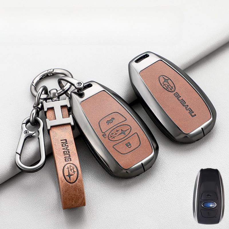 Subaru Zinc Alloy + PU Leather Car Key Fob Protective Cover Case For Outback, Forester, Impreza, WRX, XV, Crosstrek, Legacy - Image 8