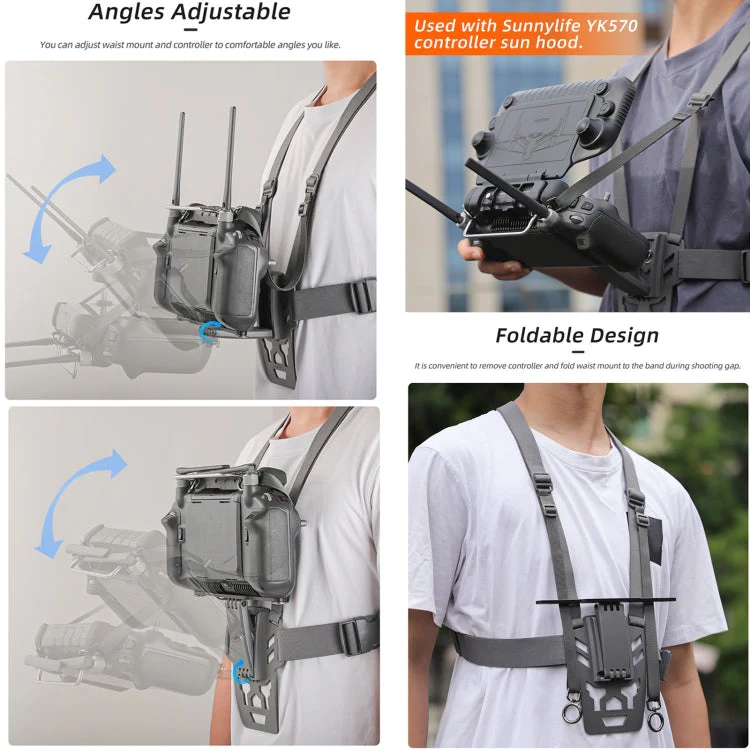 Sunnylife Waist Support Bracket &  Chest Strap for DJI RC Plus: Hands-Free Control - Image 4