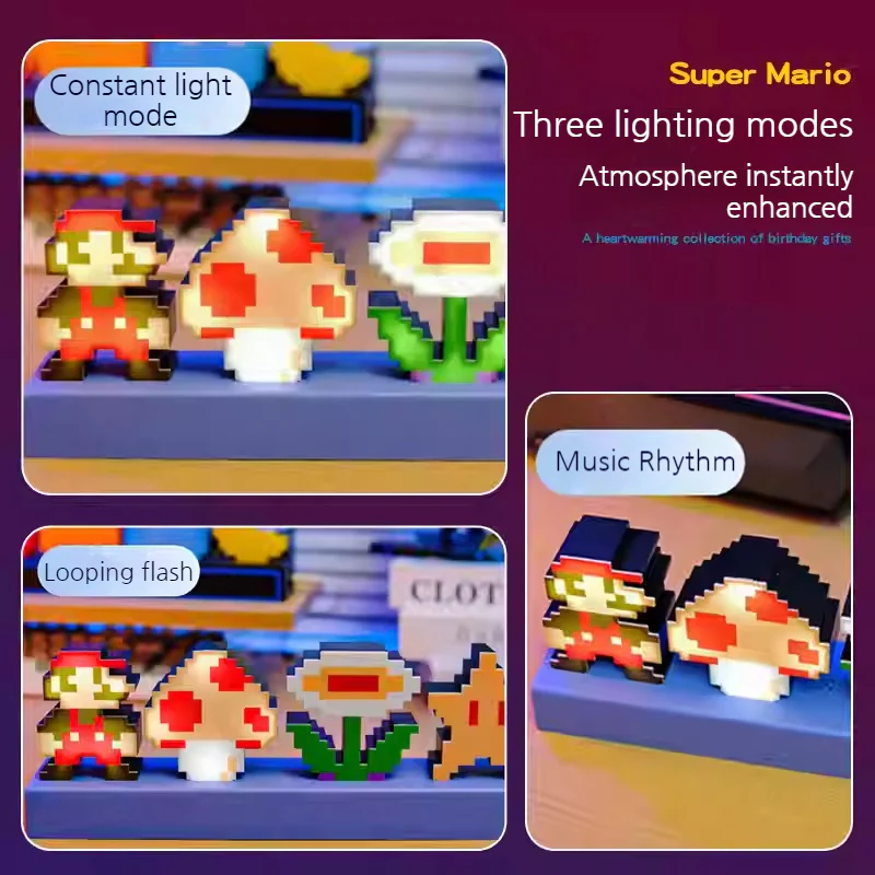 Super Mario - Light 3D Pixel Lamp LED Game Icon Night Light Colour Phasing Music Reactive for Bedroom Gaiming Room - Image 5