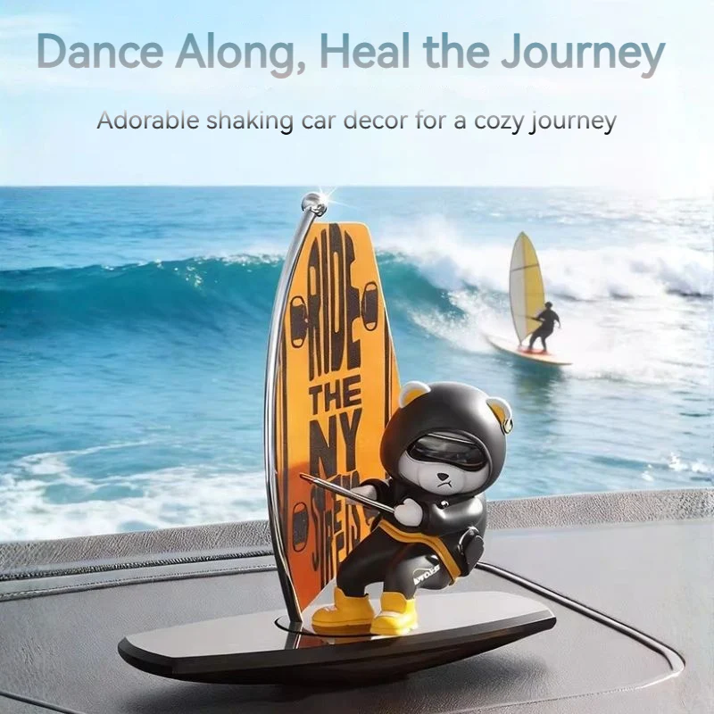 Surfing Bear Dashboard Ornament – Fun, Cute & Moves with Your Car - Image 2