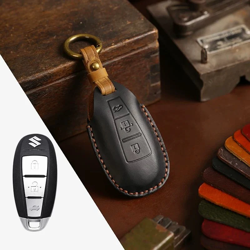 Suzuki Handcrafted Genuine Leather Car Key Fob Case Cover For Vitara, SX4, S-Cross, Ciaz, Baleno - Image 5