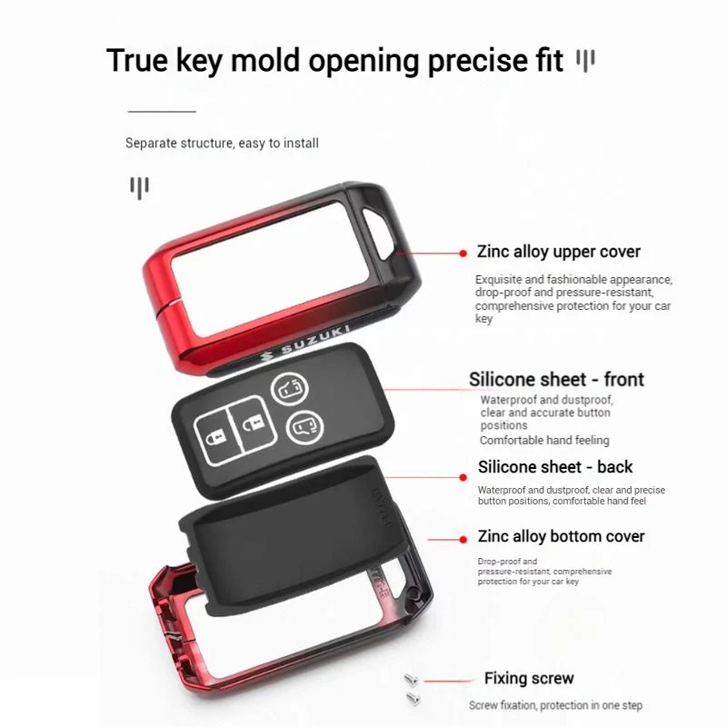 Suzuki Zinc Alloy + Silicone Car Key Fob Case Cover For Dzire, Ertiga, Vitara, Brezza, Baleno, Hustler, Jimny - Image 13